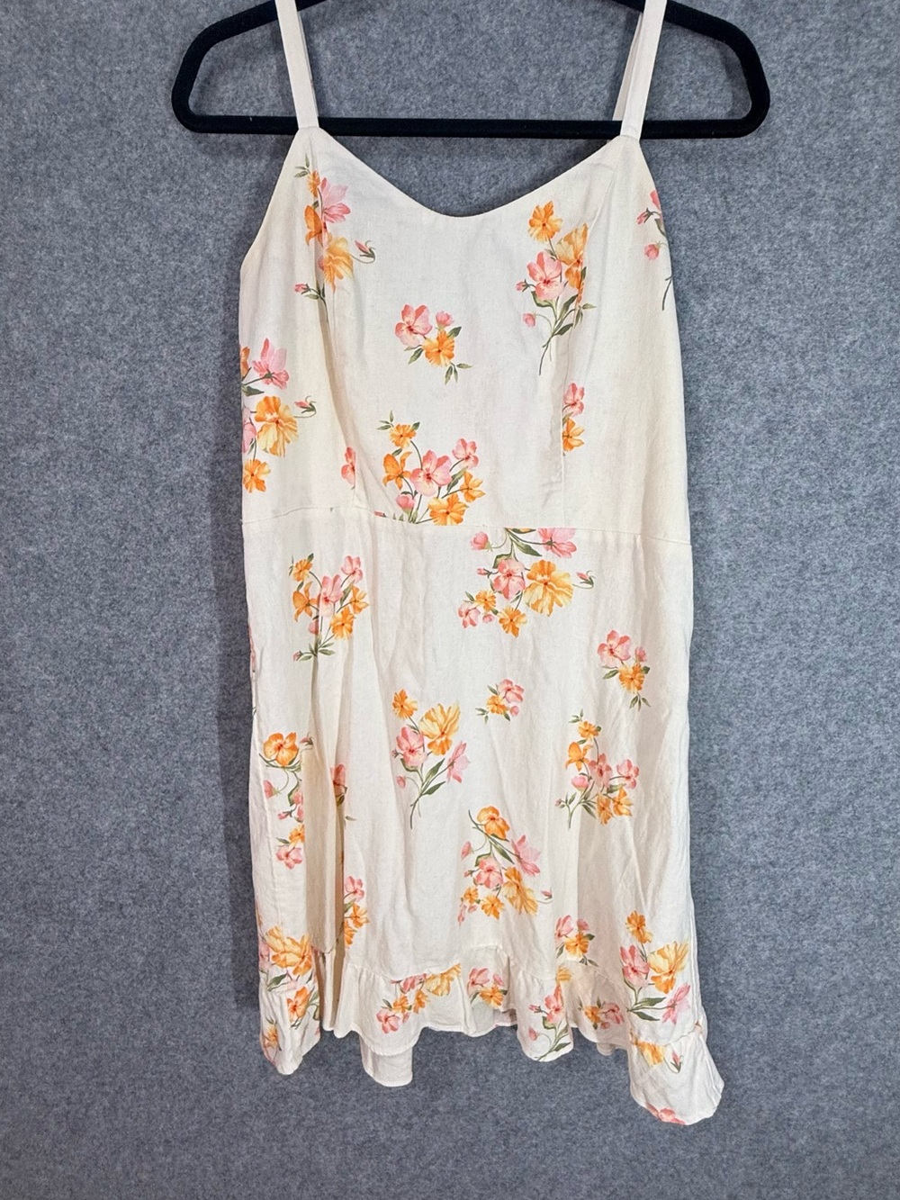 Old Navy Floral Fit & Flare Ruffle-Hem Linen-Blend Cami Mini Dress size Large